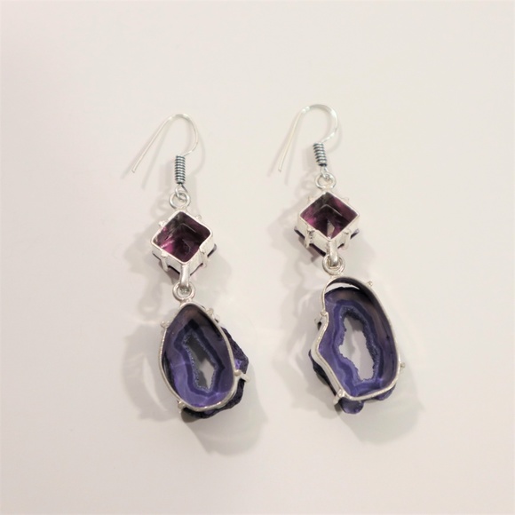 Solar Quartz Druzy & Amethyst & .925 Silver - Picture 6 of 6